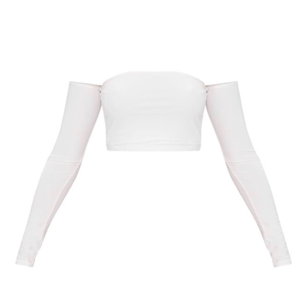 White Long Sleeve Crop Top